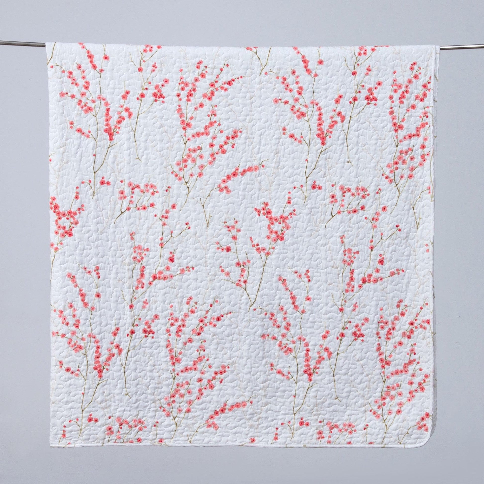 Floral Quilt - White & Coral - Floral Themed Quilts - Quahog Bay Bedding