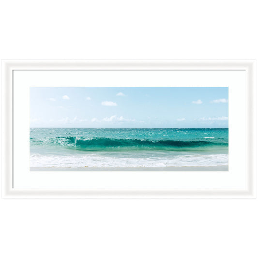 Framed Art Beach Ocean Day over Blue Clear Waters by Alicia Abla - Quahog Bay Bedding