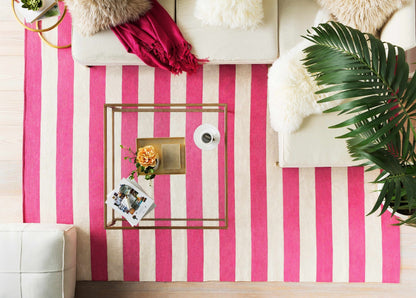 Friendsville Solid & Striped Ivory Pouf - Quahog Bay Bedding