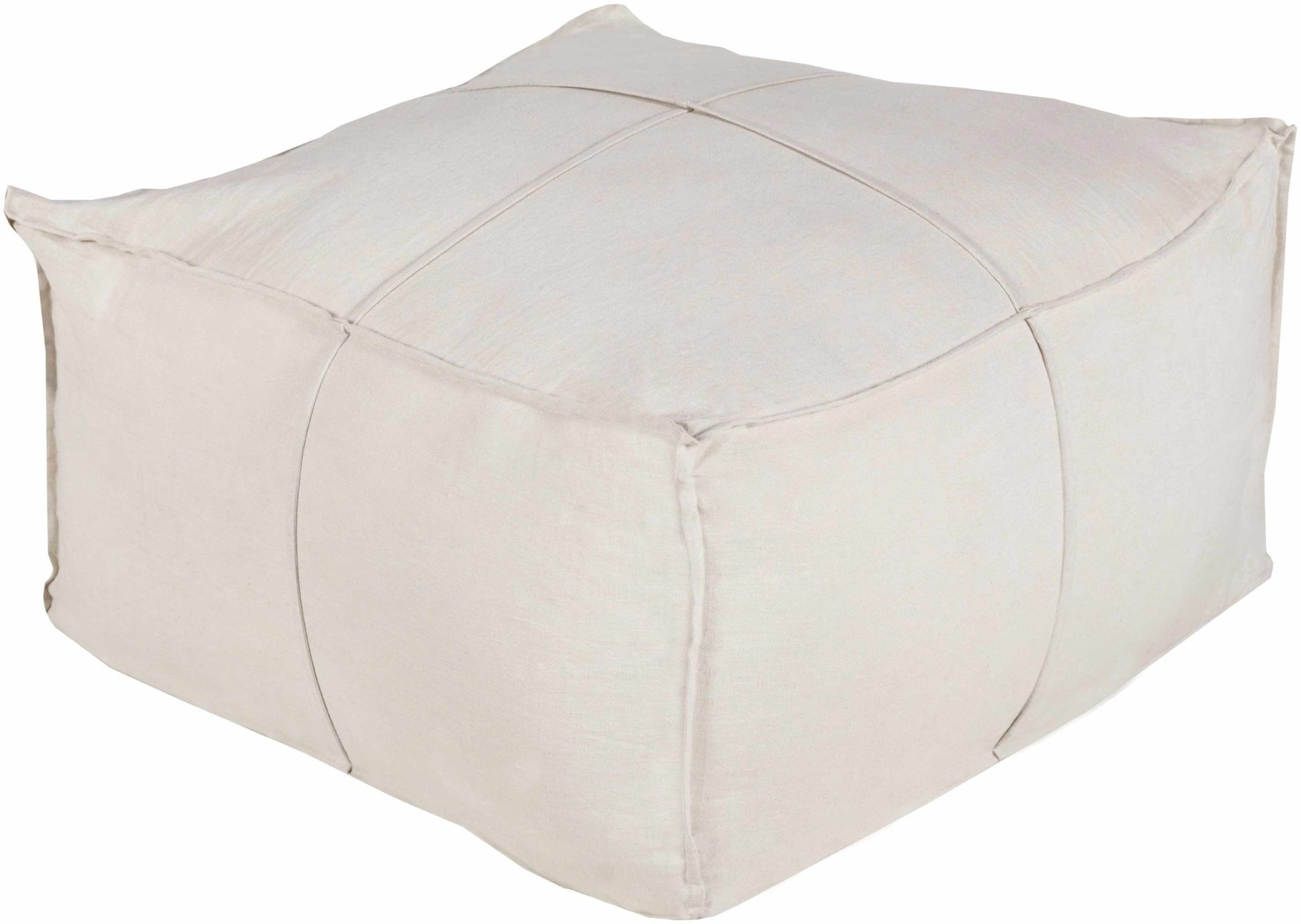 Friendsville Solid & Striped Ivory Pouf - Quahog Bay Bedding