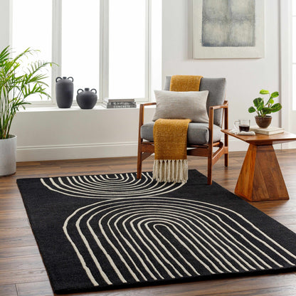 Fuat Black Wool Rug - Quahog Bay Bedding
