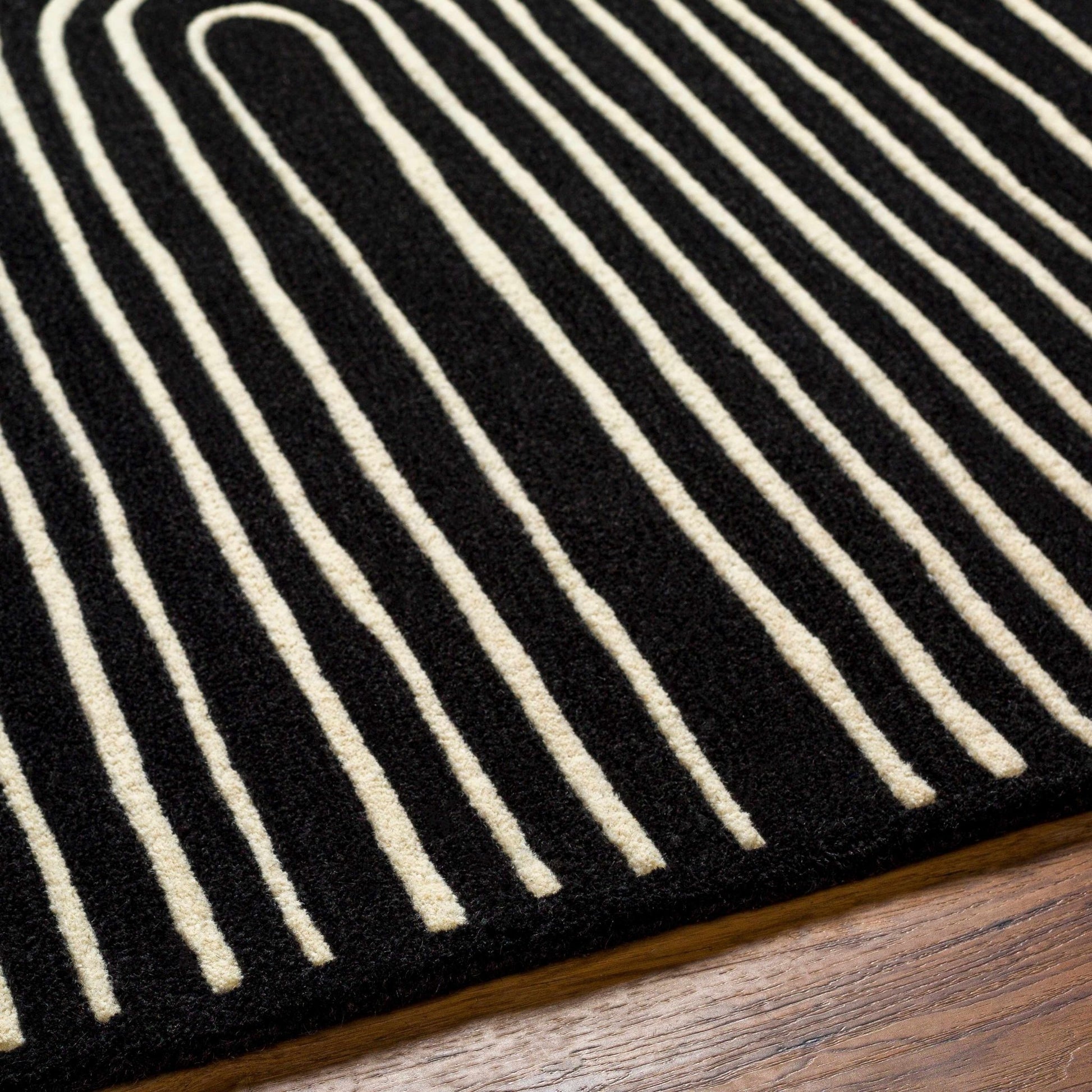 Fuat Black Wool Rug - Quahog Bay Bedding
