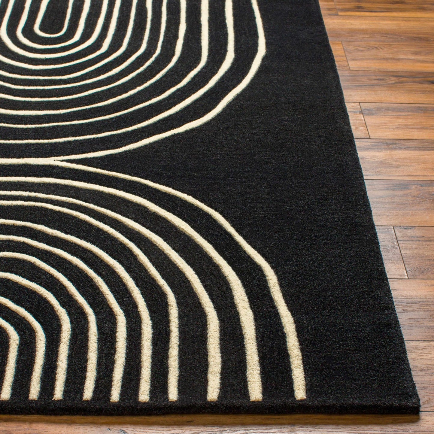 Fuat Black Wool Rug - Quahog Bay Bedding