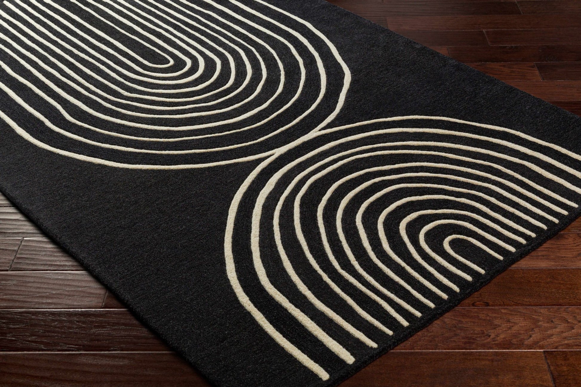 Fuat Black Wool Rug - Quahog Bay Bedding