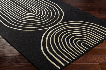 Fuat Black Wool Rug - Quahog Bay Bedding