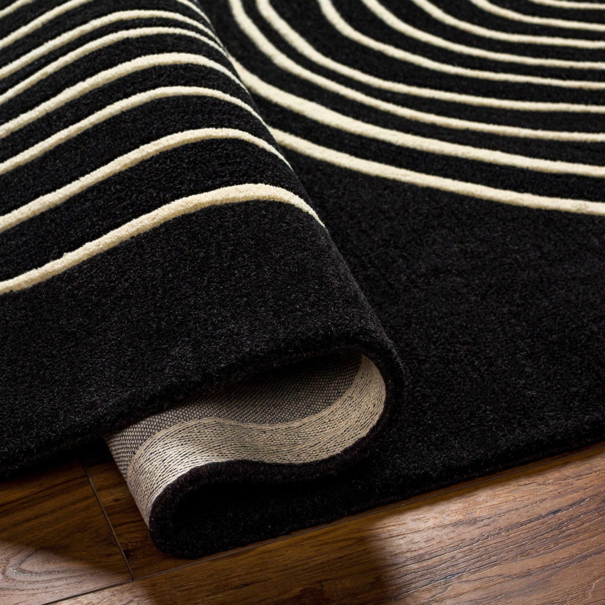 Fuat Black Wool Rug - Quahog Bay Bedding