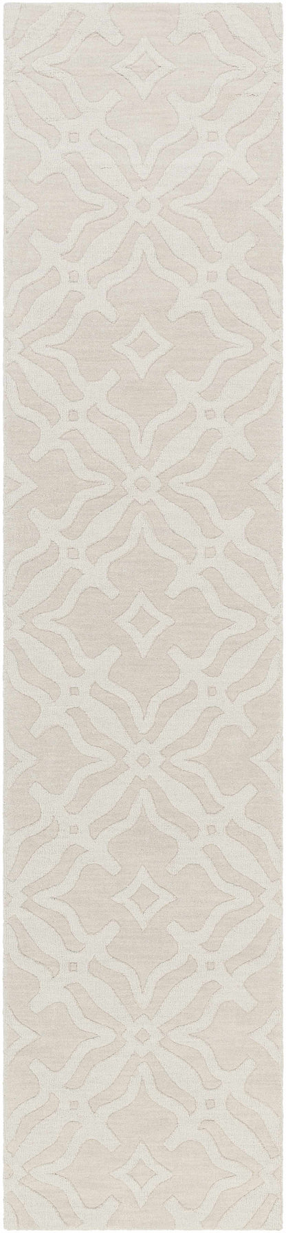 Fyffe Embossed Beige Wool Area Rug