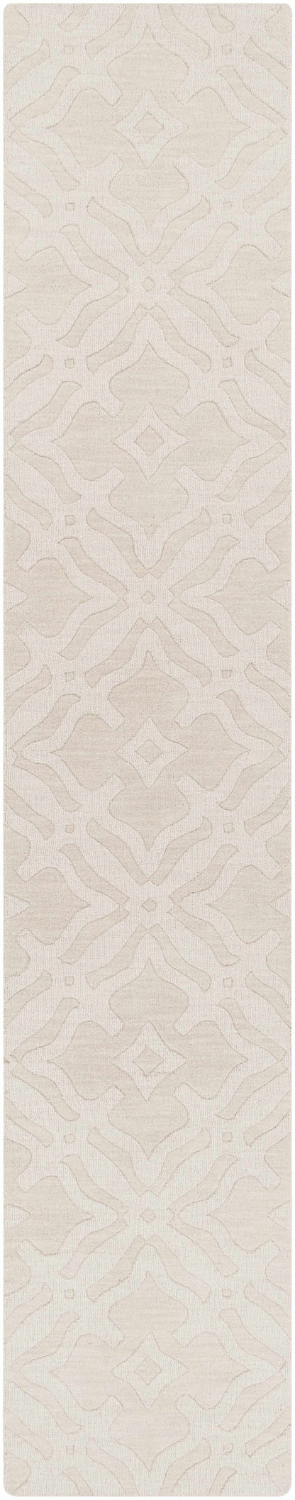 Fyffe Embossed Beige Wool Area Rug