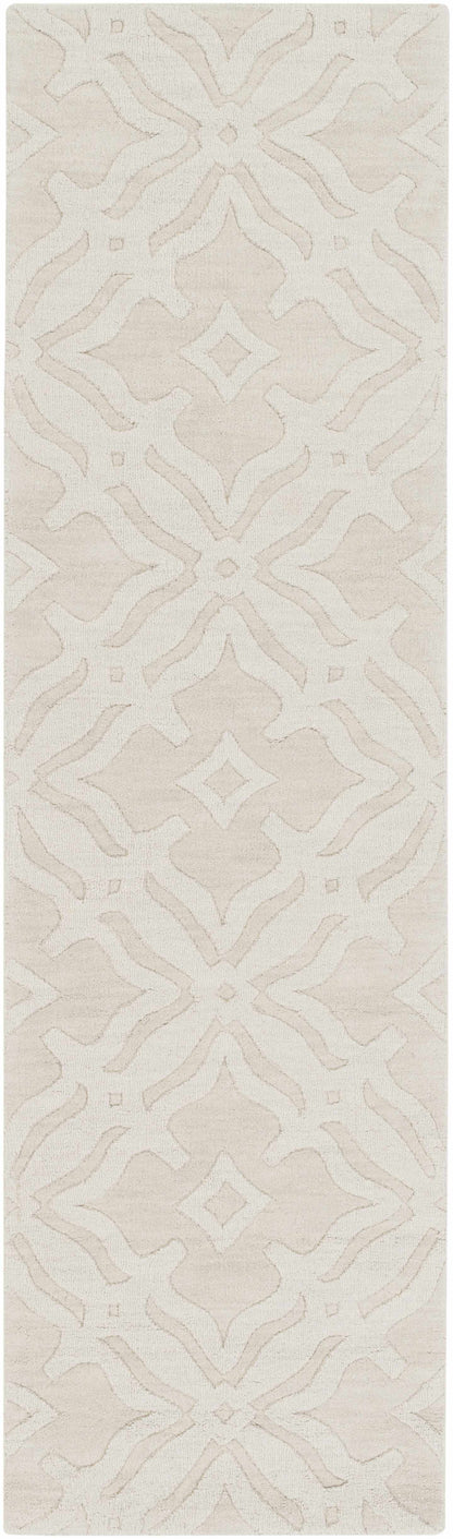 Fyffe Embossed Beige Wool Area Rug