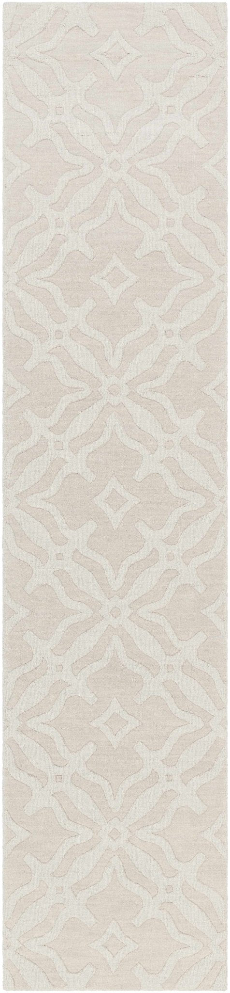 Fyffe Embossed Beige Wool Area Rug - Quahog Bay Bedding