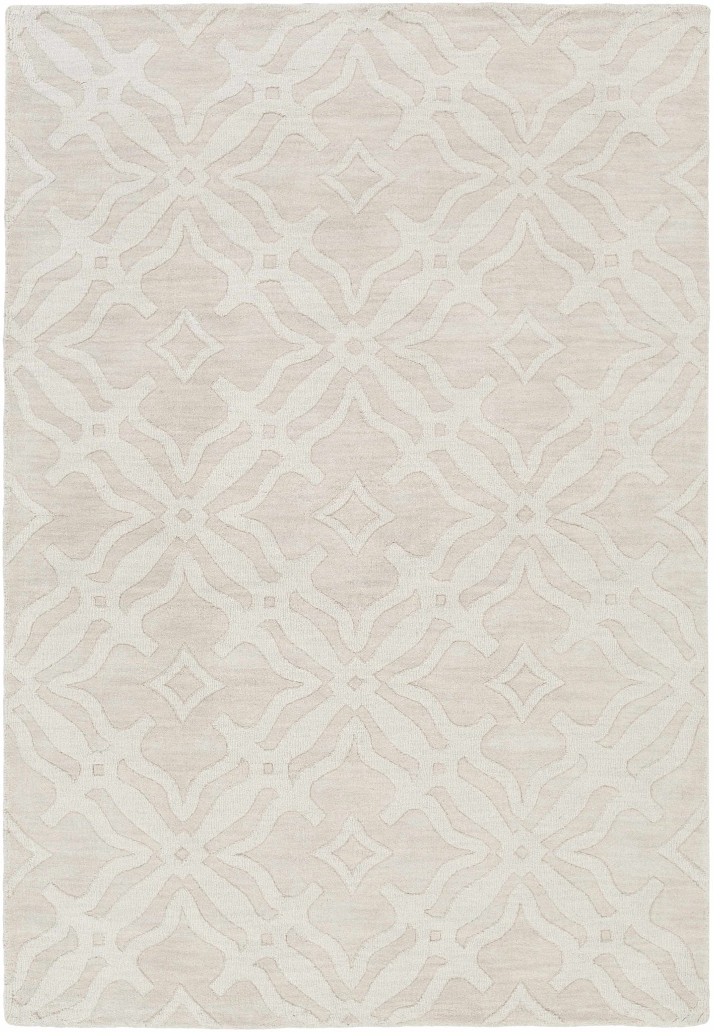 Fyffe Embossed Beige Wool Area Rug - Quahog Bay Bedding