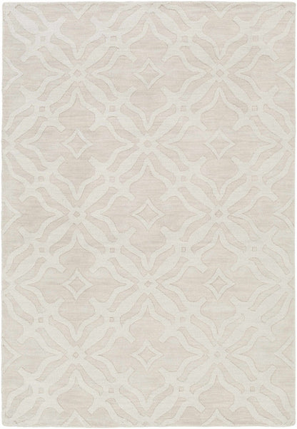 Fyffe Embossed Beige Wool Area Rug - Quahog Bay Bedding