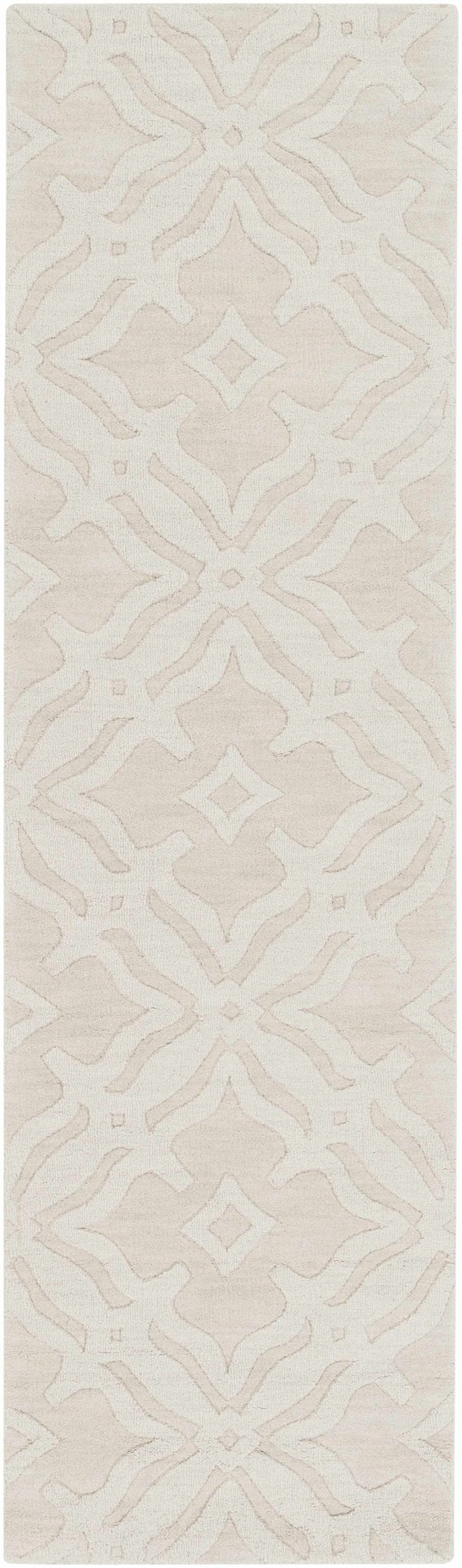Fyffe Embossed Beige Wool Area Rug - Quahog Bay Bedding
