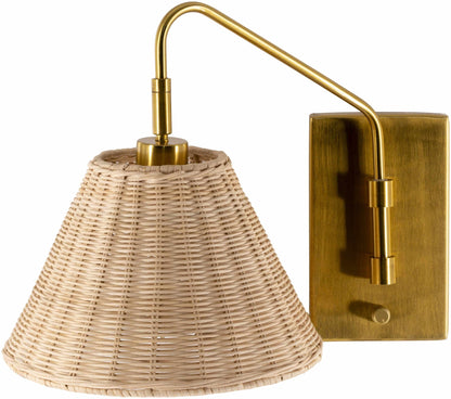 Gabas Gold Iron Rattan Wall Sconces - Quahog Bay Bedding