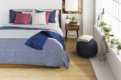 Gail Navy Jute Knitted Pouf - Quahog Bay Bedding