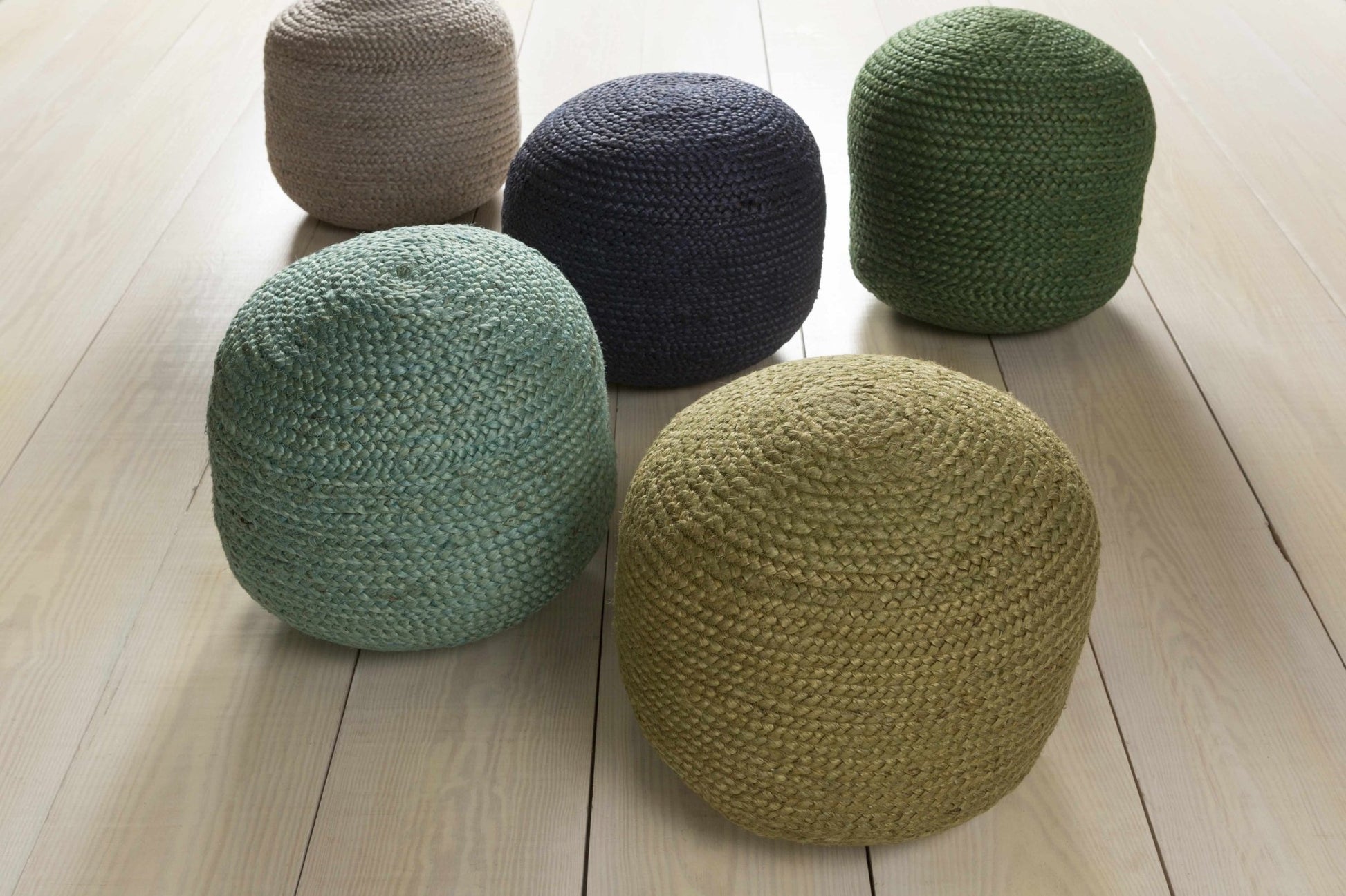 Gail Navy Jute Knitted Pouf - Quahog Bay Bedding