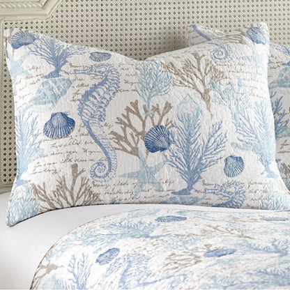 Galapagos Blue Quilt Set - Coastal Quilt Set - Quahog Bay Bedding