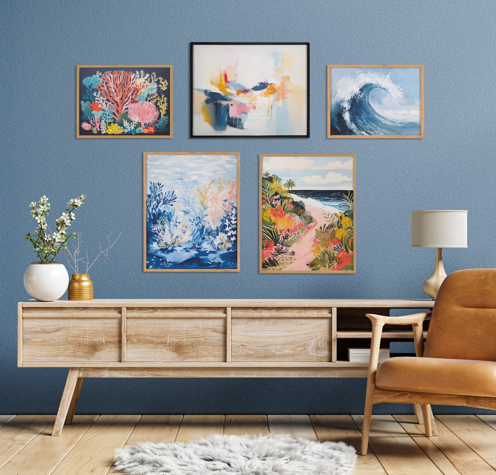 Gallery Abstract Painterly Coastal Ocean Wave Print by The Creative Bunch Studio - Quahog Bay Bedding