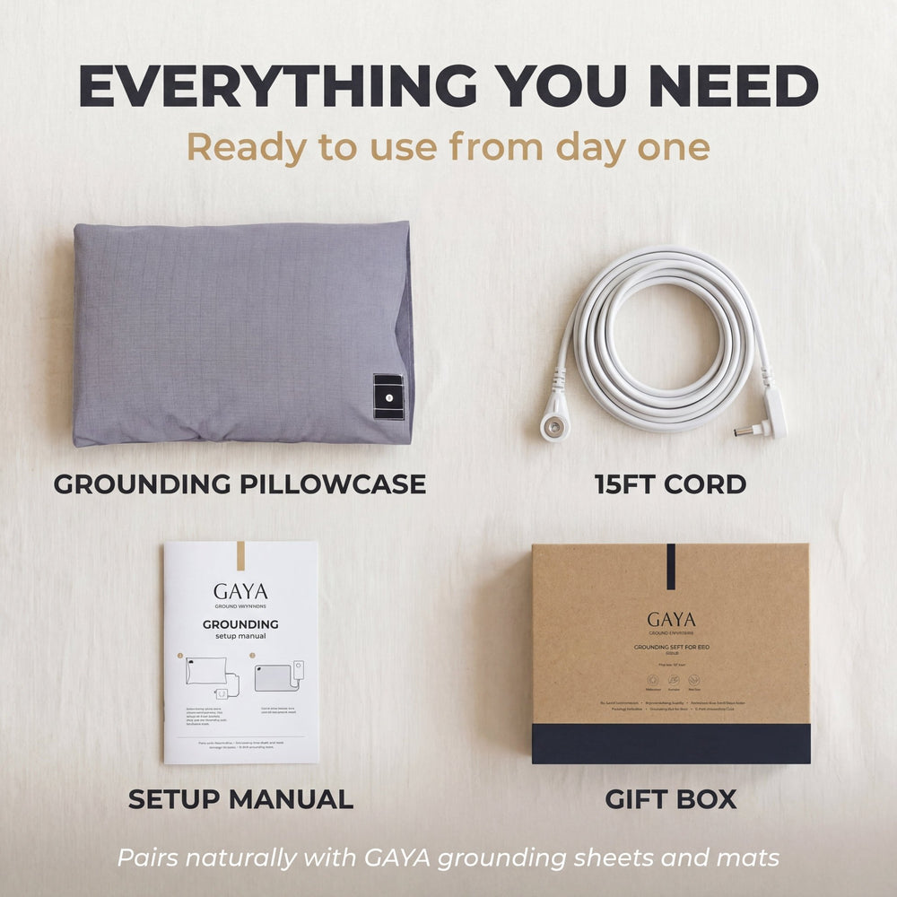 GAYA Grounding Pillowcase | Gray | 20 x 30 Inches - Quahog Bay Bedding