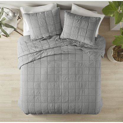 CLEARANCE - Queen Size Only - Gema Cotton Coverlet Set - Grey