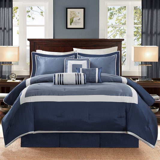 Genevieve 7PC Nautical Comforter Set - Navy Blue - Quahog Bay Bedding