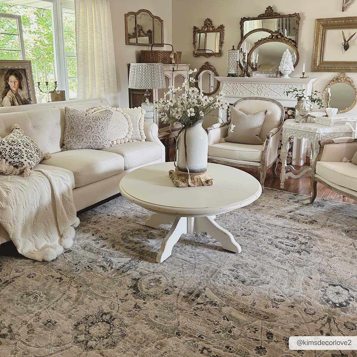 Georgiana Beige Area Rug - Medium Pile Rugs - Quahog Bay Bedding