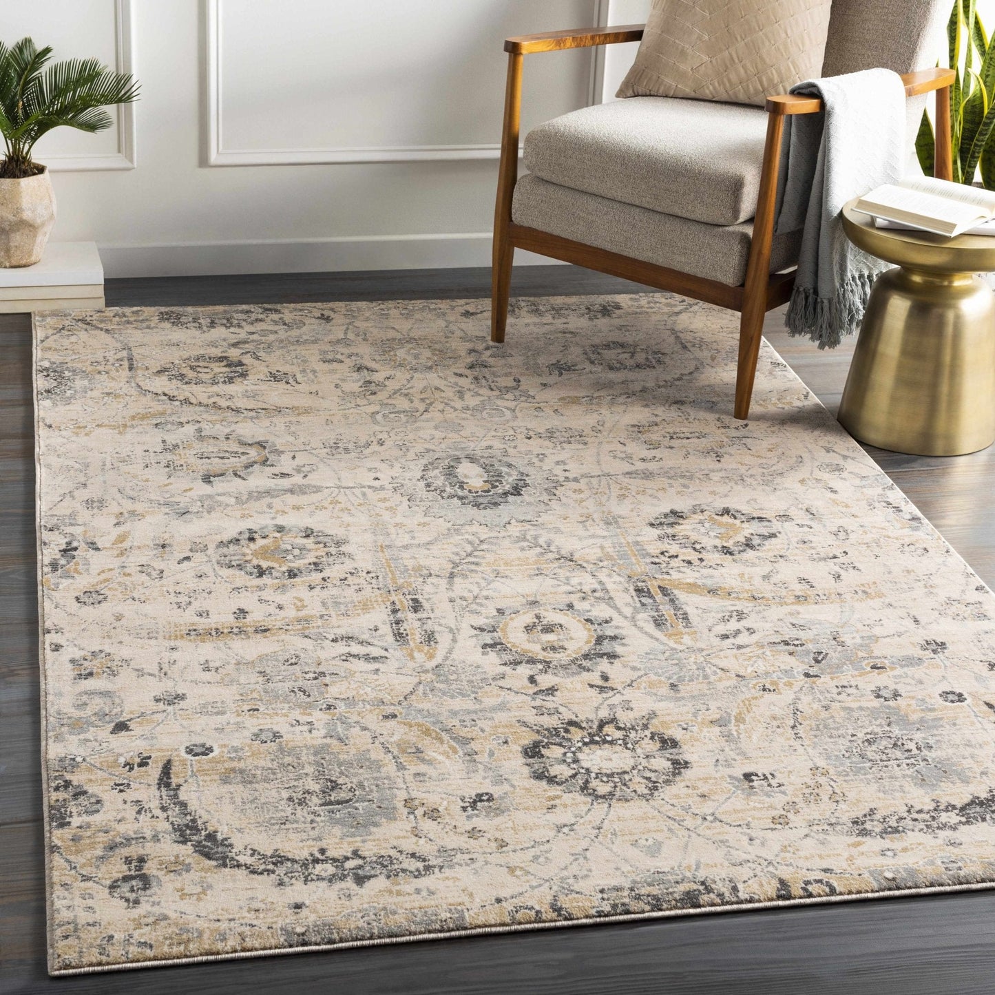 Georgiana Beige Area Rug - Medium Pile Rugs - Quahog Bay Bedding