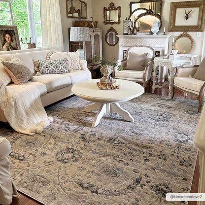 Georgiana Beige Area Rug - Medium Pile Rugs - Quahog Bay Bedding