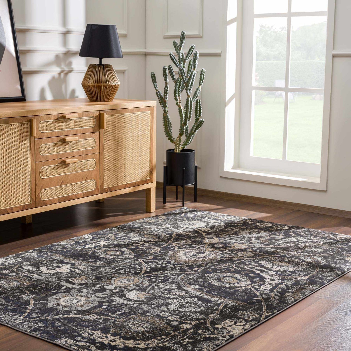 Georgiana Charcoal Area Rug - Quahog Bay Bedding