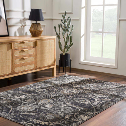 Georgiana Charcoal Area Rug - Quahog Bay Bedding