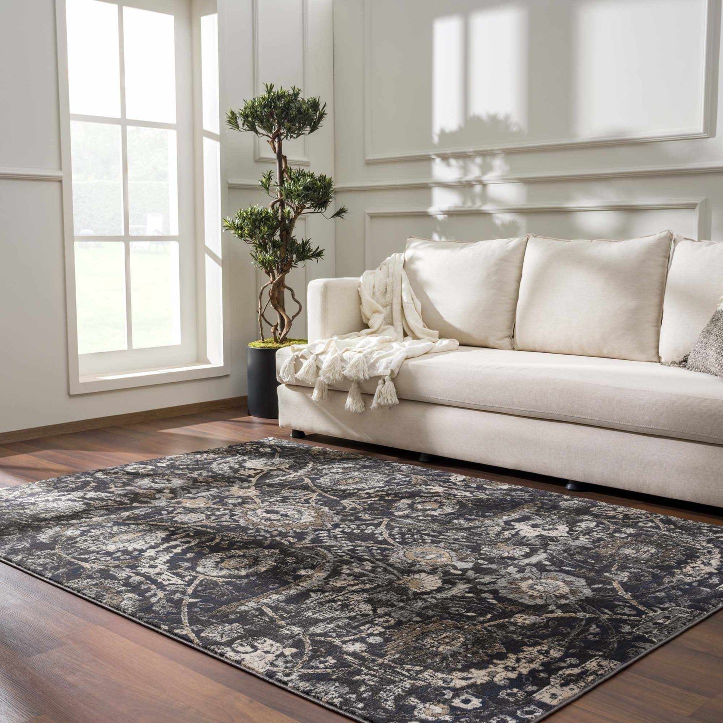 Georgiana Charcoal Area Rug - Quahog Bay Bedding