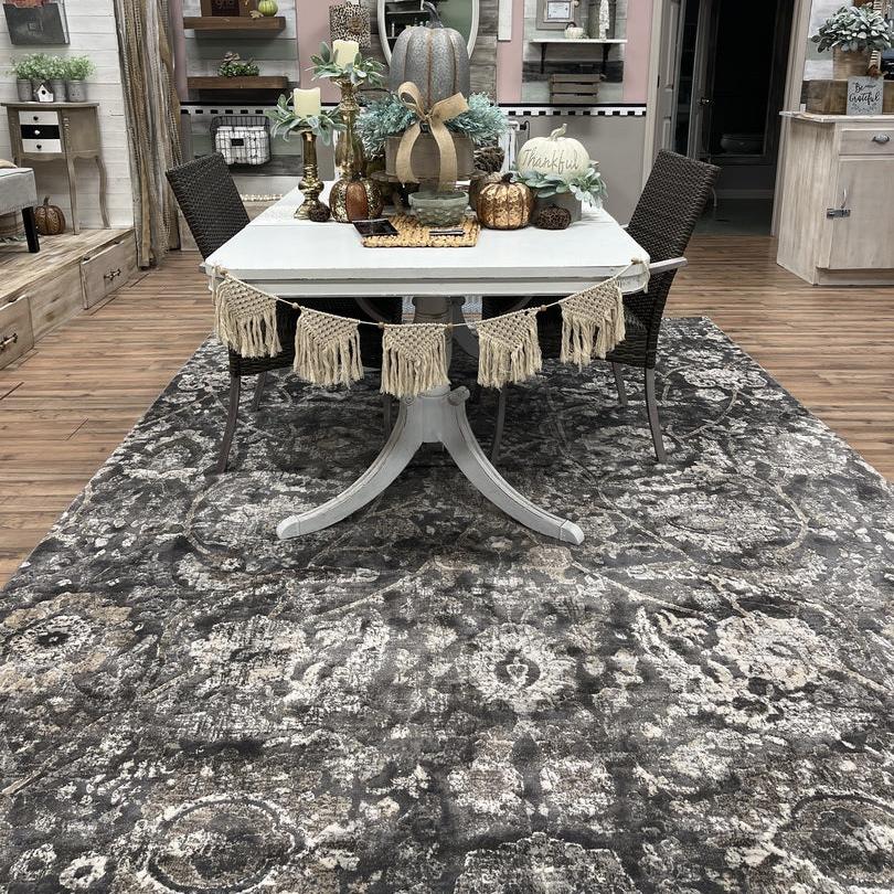 Georgiana Charcoal Area Rug - Quahog Bay Bedding
