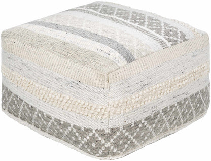 Geyser Woven White Gray Cotton Pouf - Quahog Bay Bedding