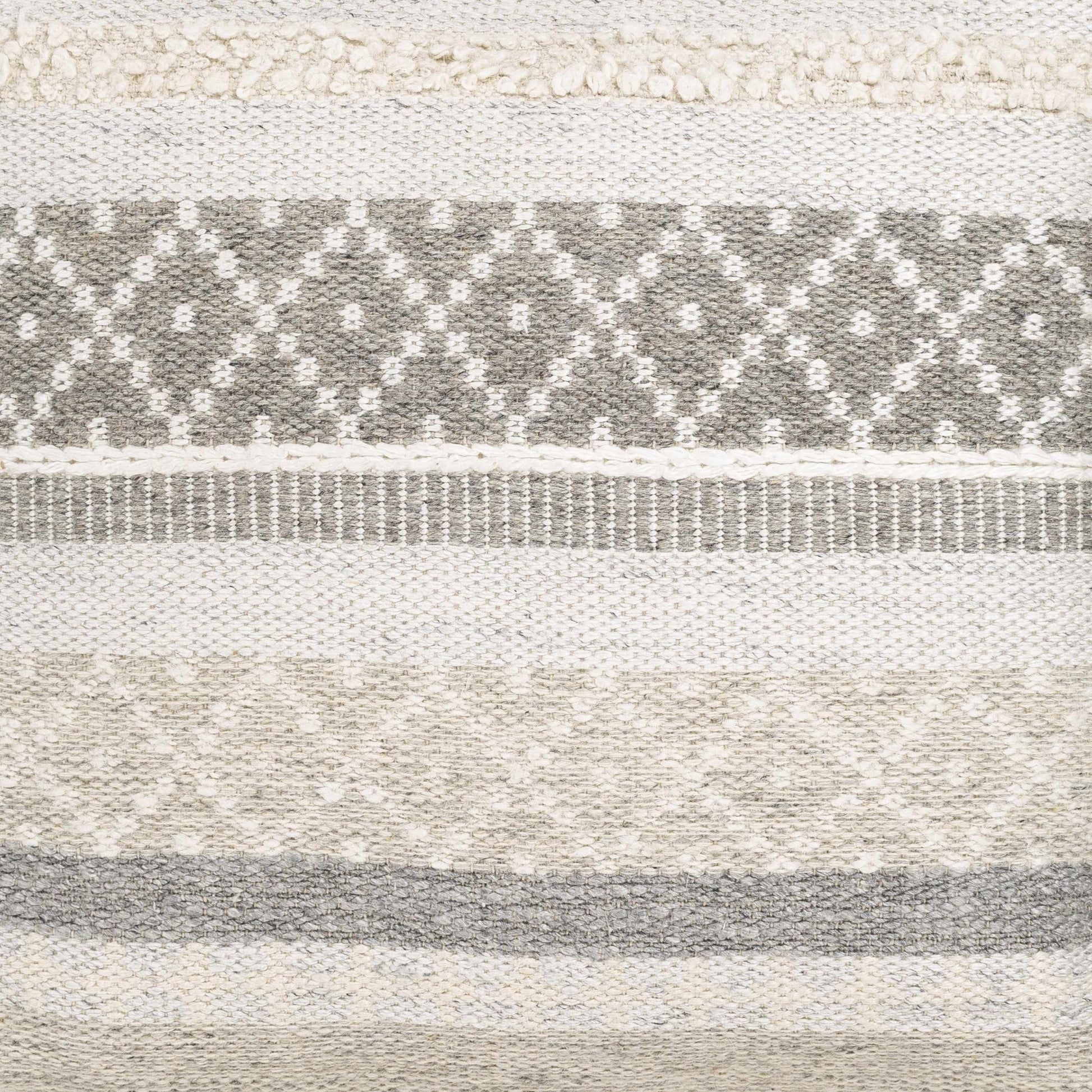 Geyser Woven White Gray Cotton Pouf - Quahog Bay Bedding