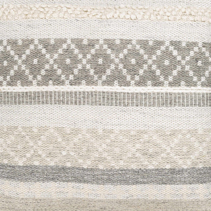 Geyser Woven White Gray Cotton Pouf - Quahog Bay Bedding