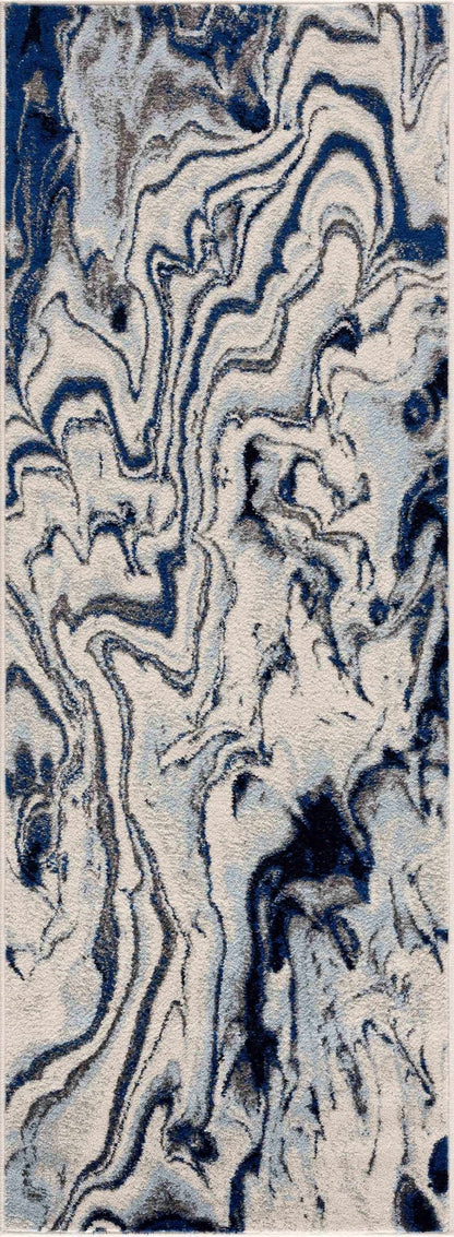 Glendon Cream Blue Marble Rug - Quahog Bay Bedding