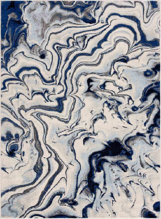 Glendon Cream Blue Marble Rug - Quahog Bay Bedding