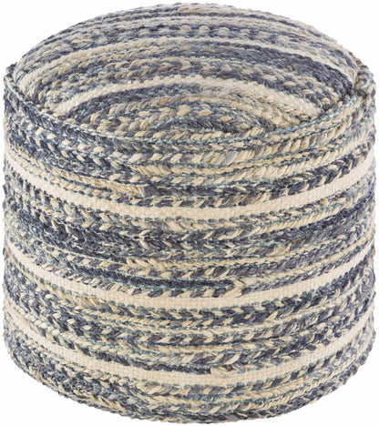 Grayville PTeal Hand Woven Jute Cylindrical Pouf - Quahog Bay Bedding