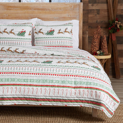 Christmas Quilt Set - Festive Collection - Striped Christmas Quilt