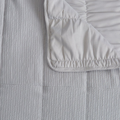 Coastal & Nautical Textured Striped Quilt Set - White, Light Grey & Navy