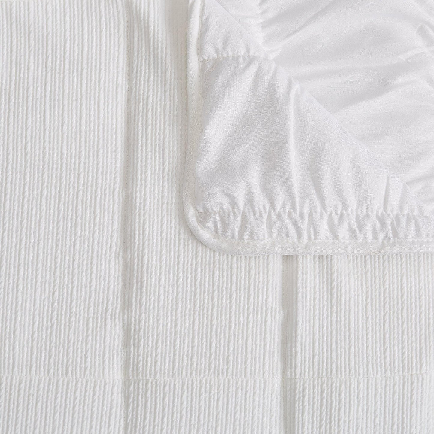 Coastal & Nautical Textured Striped Quilt Set - White, Light Grey & Navy