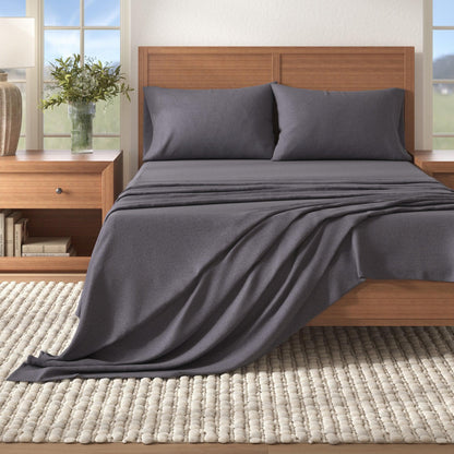 Heathered Solid Cotton Blend Flannel Sheets - Solid Cotton Flannel Sheets