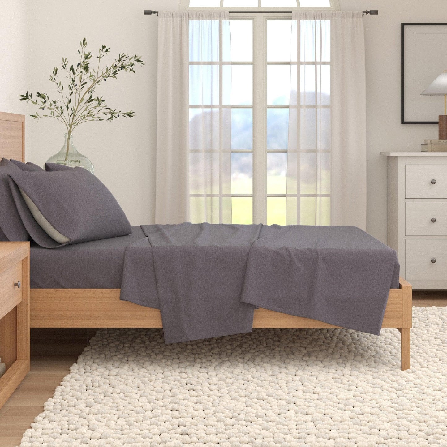 Heathered Solid Cotton Blend Flannel Sheets - Solid Cotton Flannel Sheets