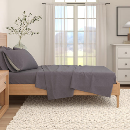 Heathered Solid Cotton Blend Flannel Sheets - Solid Cotton Flannel Sheets