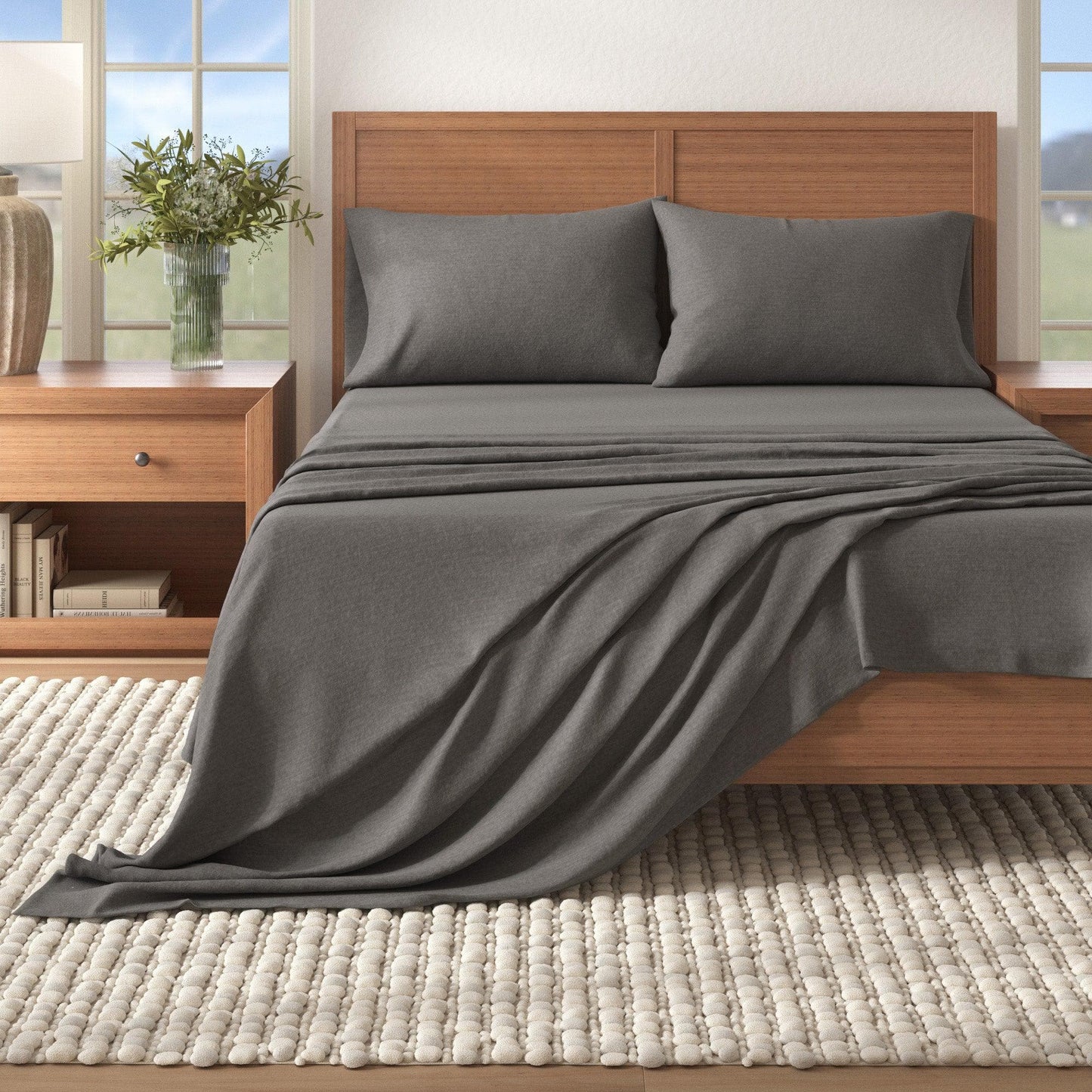 Heathered Solid Cotton Blend Flannel Sheets - Solid Cotton Flannel Sheets