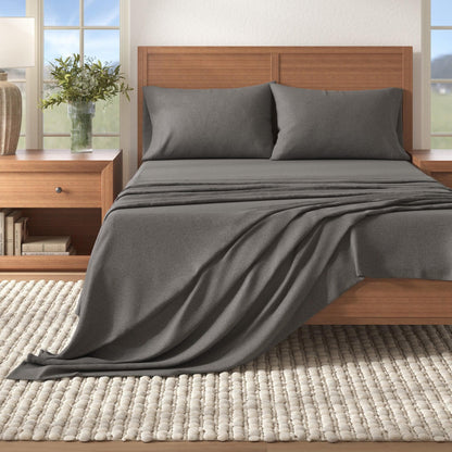 Heathered Solid Cotton Blend Flannel Sheets - Solid Cotton Flannel Sheets
