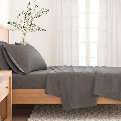 Heathered Solid Cotton Blend Flannel Sheets - Solid Cotton Flannel Sheets