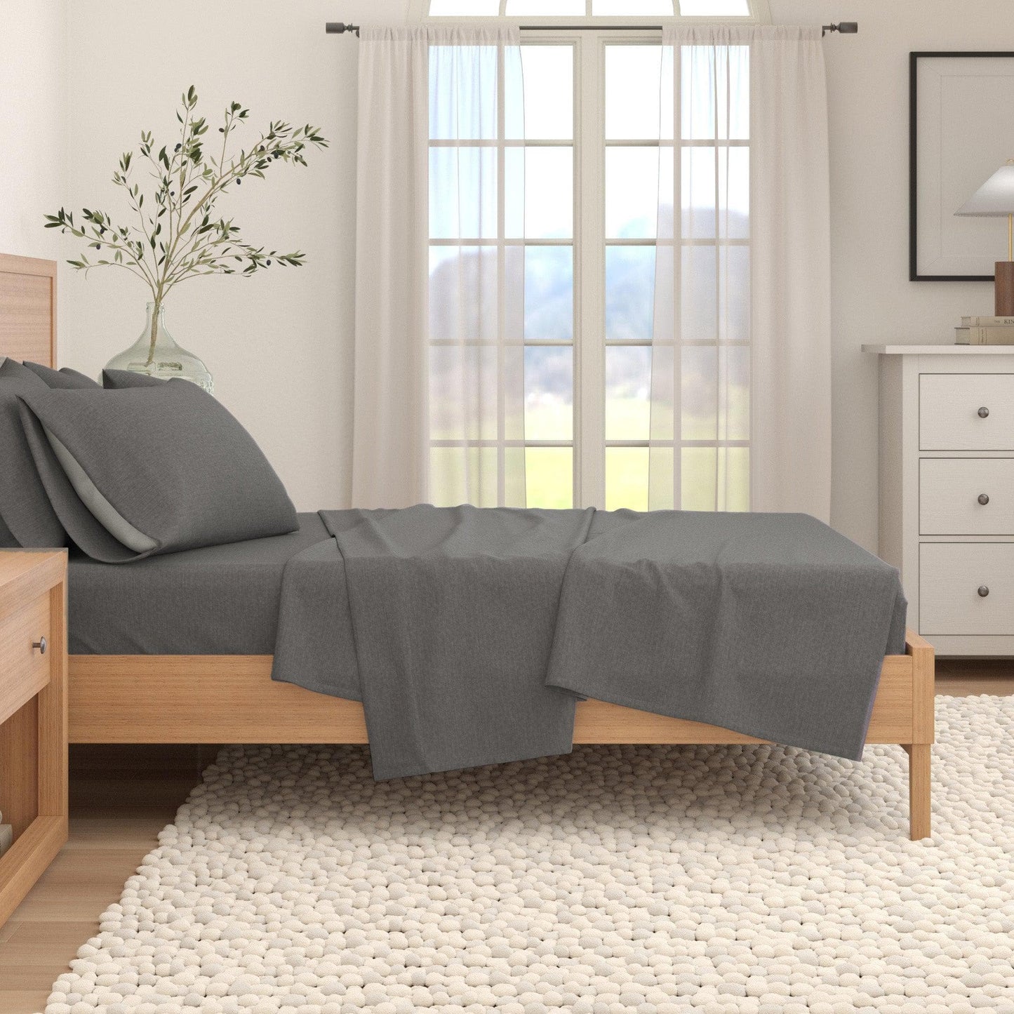 Heathered Solid Cotton Blend Flannel Sheets - Solid Cotton Flannel Sheets