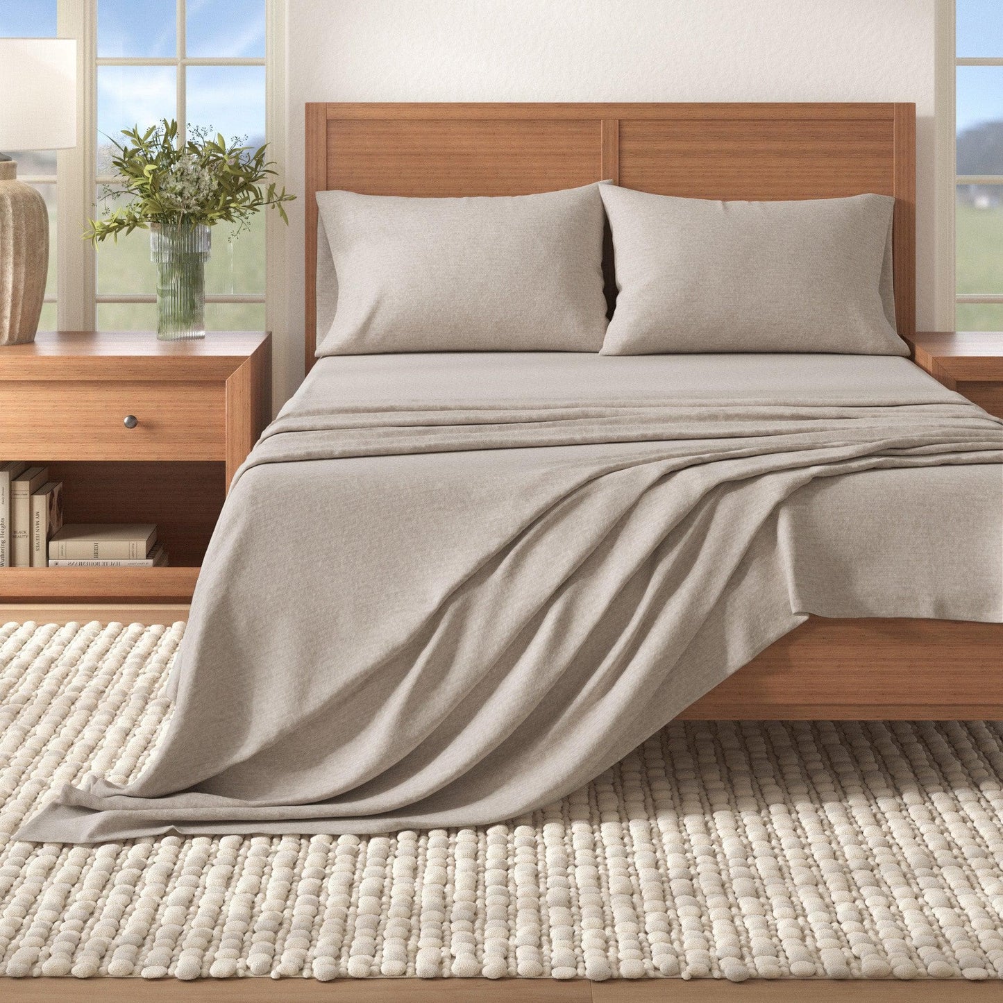 Heathered Solid Cotton Blend Flannel Sheets - Solid Cotton Flannel Sheets
