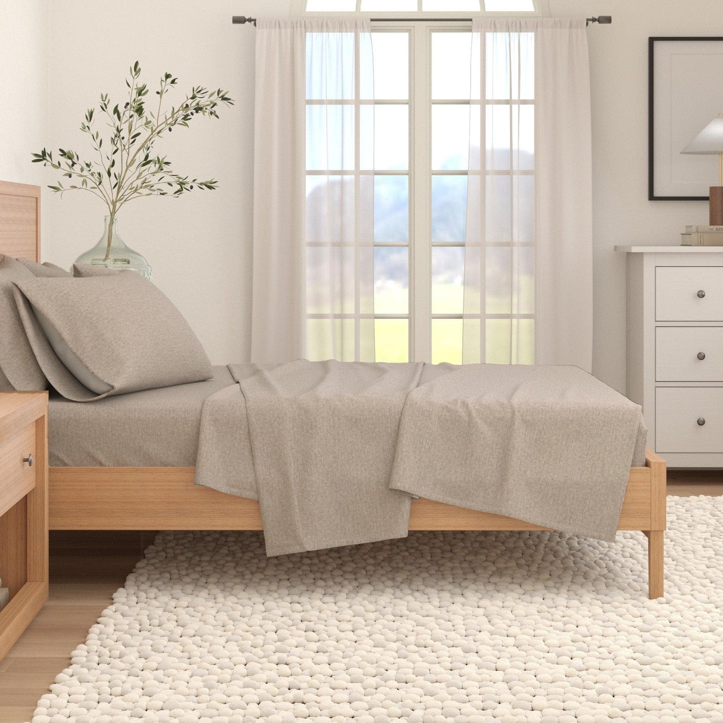 Heathered Solid Cotton Blend Flannel Sheets - Solid Cotton Flannel Sheets
